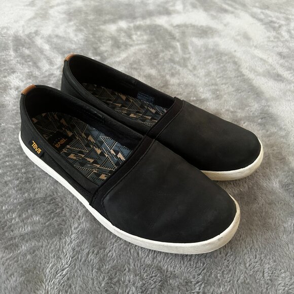 Teva Willow Women's Slip On Loafers Shoes Women's size 7.5 Black Leather - Picture 1 of 7